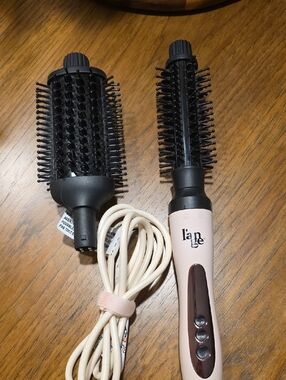 Lange Pink and Black Rotating Hot Air Brush with Extra Brush Head